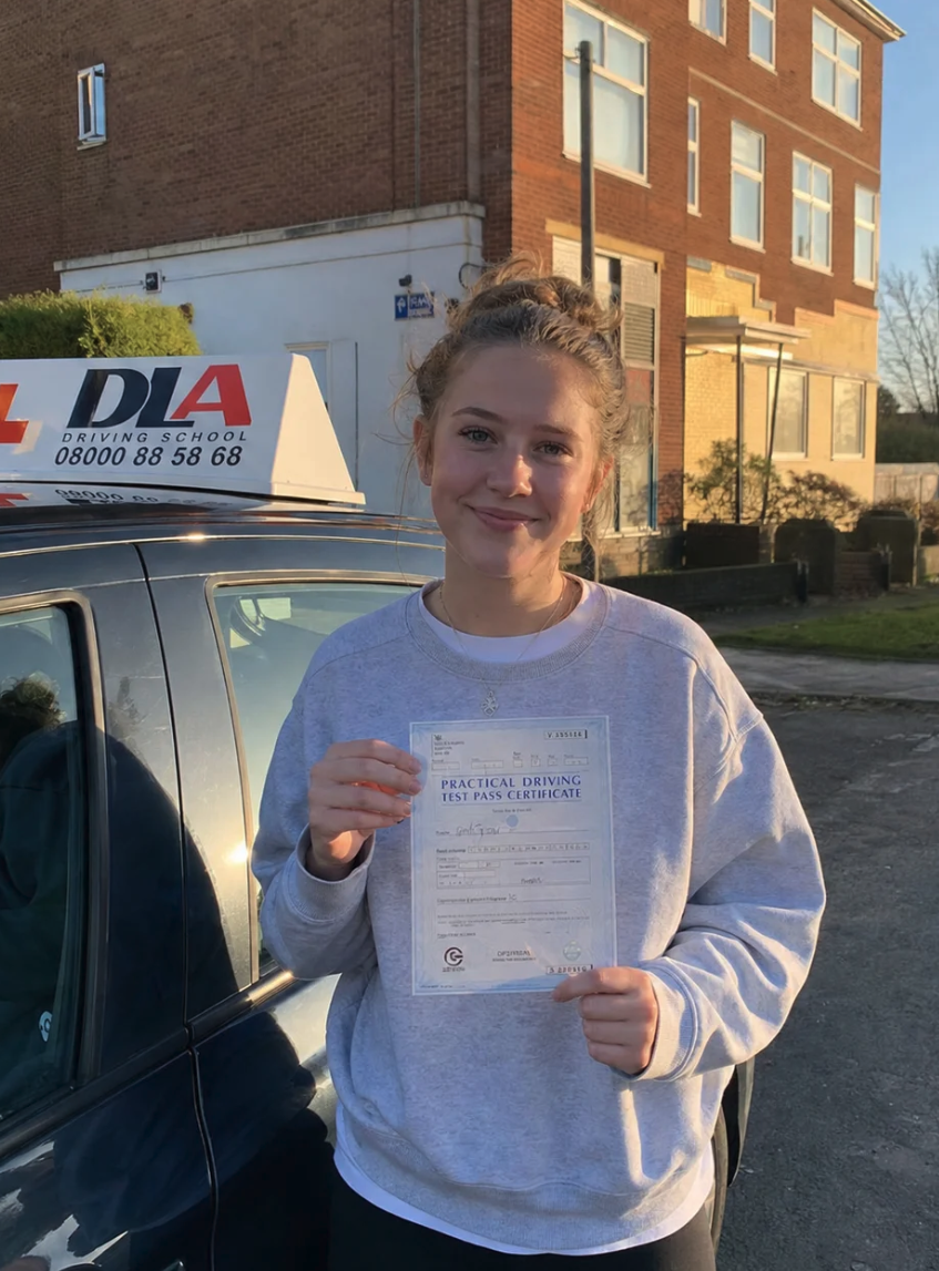 Sophie L. with her pass certificate